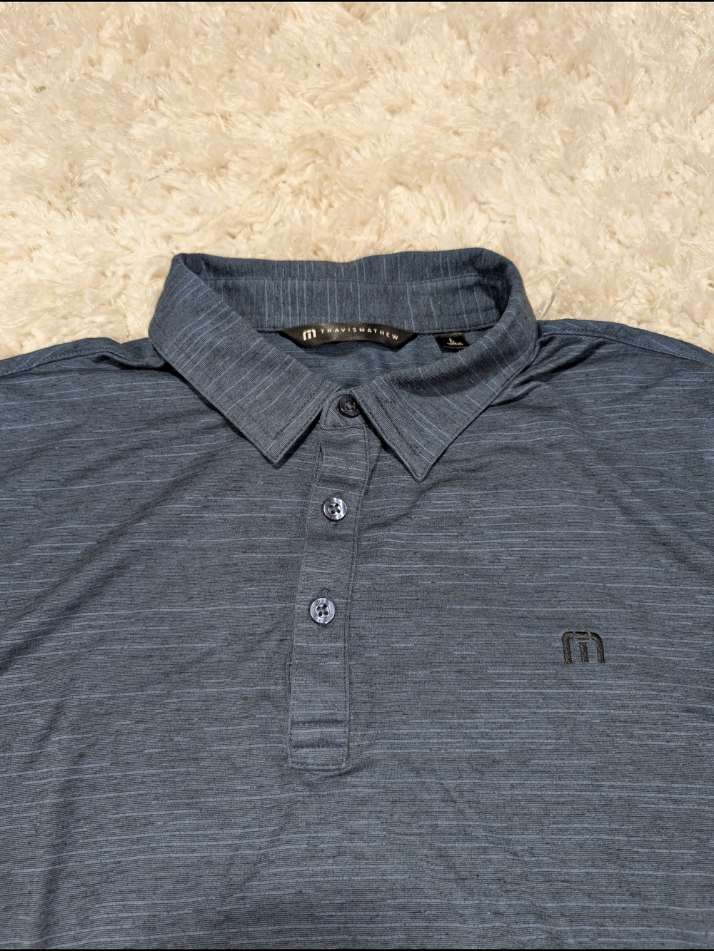 Travis Mathew Slate Blue Striped Polo